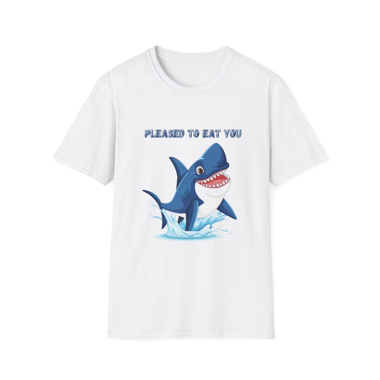 Cute Shark Pleased to Eat You T-Shirt, Fun Gift for Ocean Lovers, Humorous Summer Apparel, Shark Week Party Shirt, Unisex Casual Tee