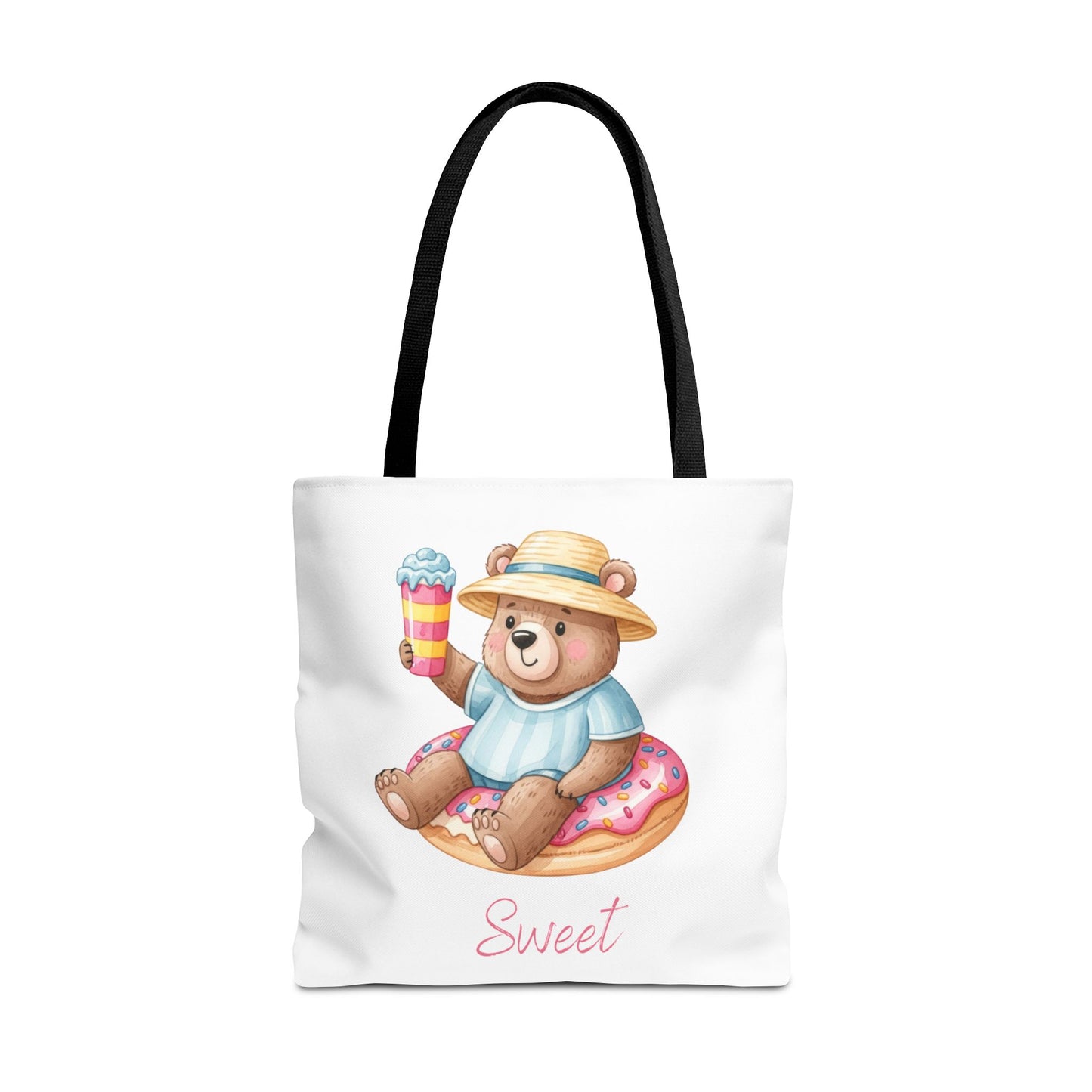 Sweet Bear Beach Tote - Cute Summer Teddy on Donut Float