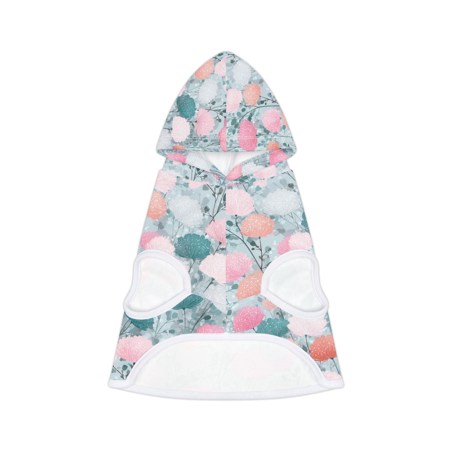 Dog Hoodie – Pastel Floral Pattern Pet Hoodie (Pink & Teal)