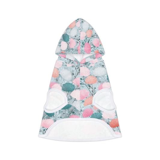 Dog Hoodie – Pastel Floral Pattern Pet Hoodie (Pink & Teal)