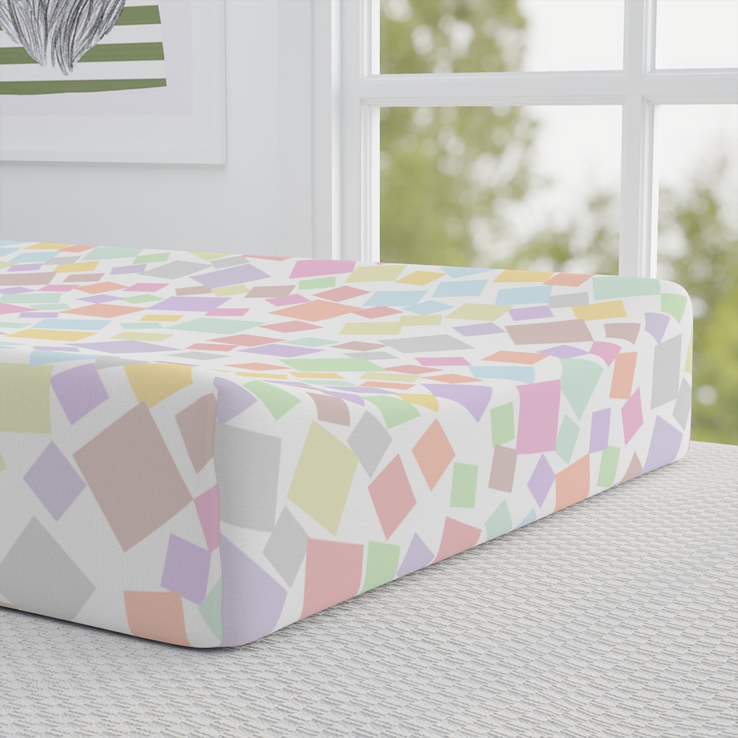 Changing Pad Cover — Pastel Confetti & Cute Flower Design (Personalize Name)