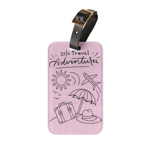 Solo Travel Adventurer Luggage Tag – Pink Passport Bag Identifier
