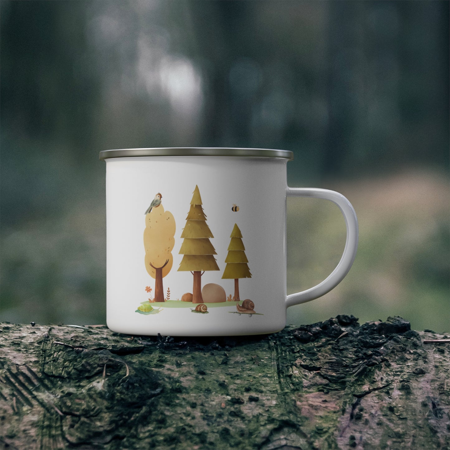 Nature-Inspired Enamel Camping Mug - Perfect for Outdoor Adventures