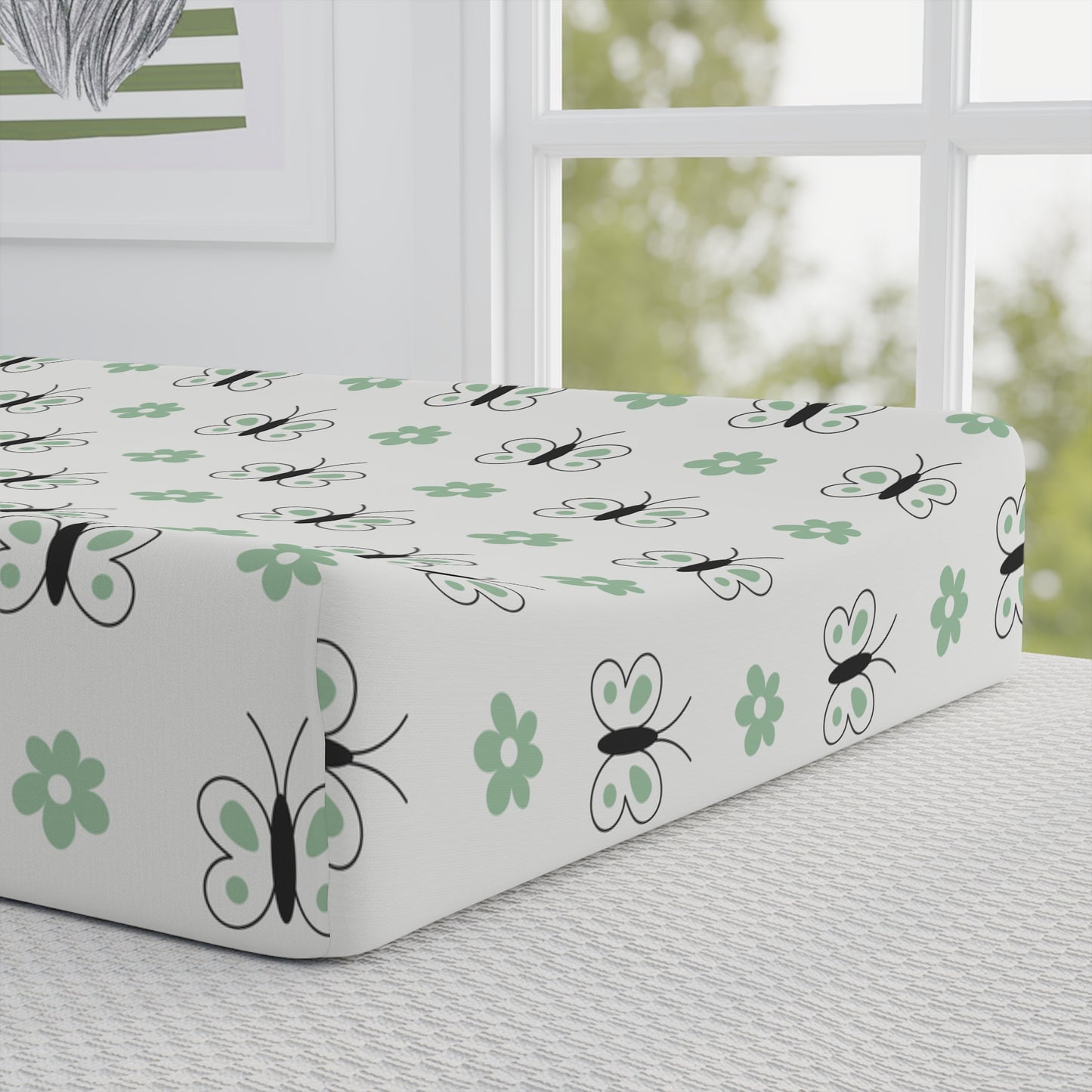 Butterfly Floral Baby Changing Pad Cover — Personalized Name Option