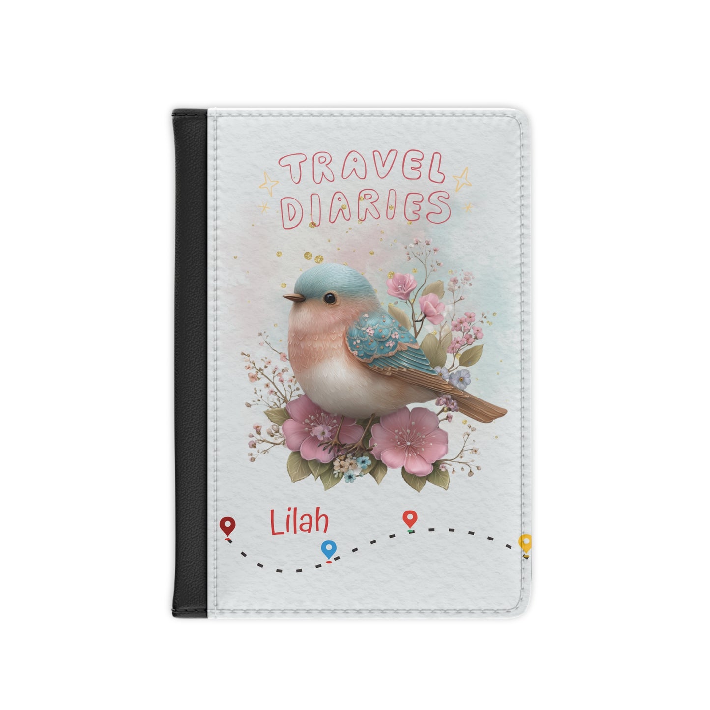 Travel Diaries Passport Cover — Personalized Cute Bird Floral Passport Holder