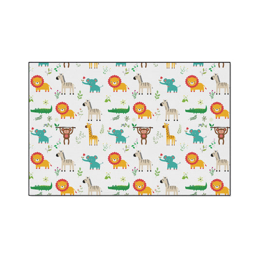 Kids' Safari Animal Floor Mat — Heavy Duty Non-Slip Playroom Rug