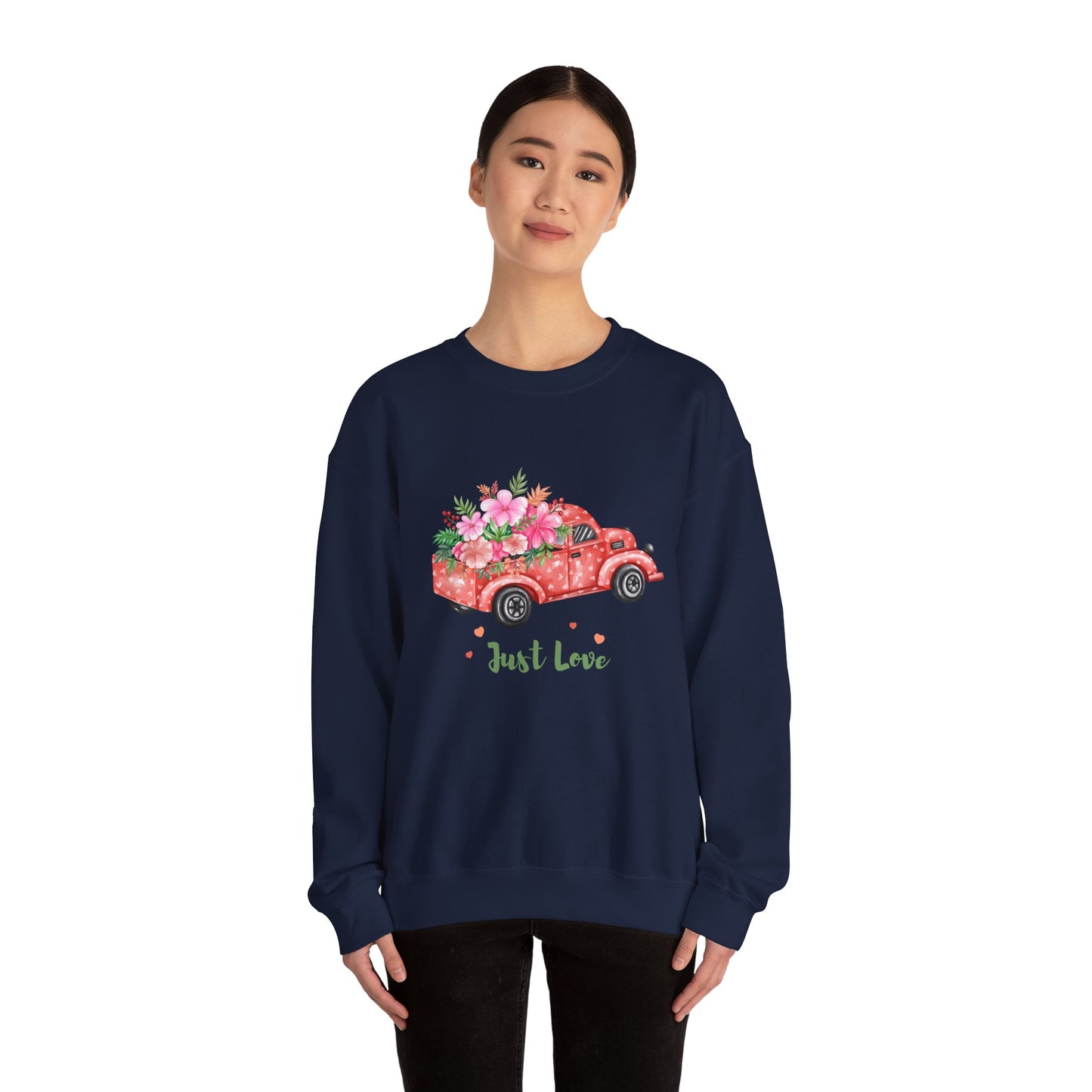 Flower Truck Crewneck Sweatshirt, Cozy Unisex Sweater for Valentine's Day, Comfortable Gift for Him/Her, Casual Love Apparel, Floral [...]