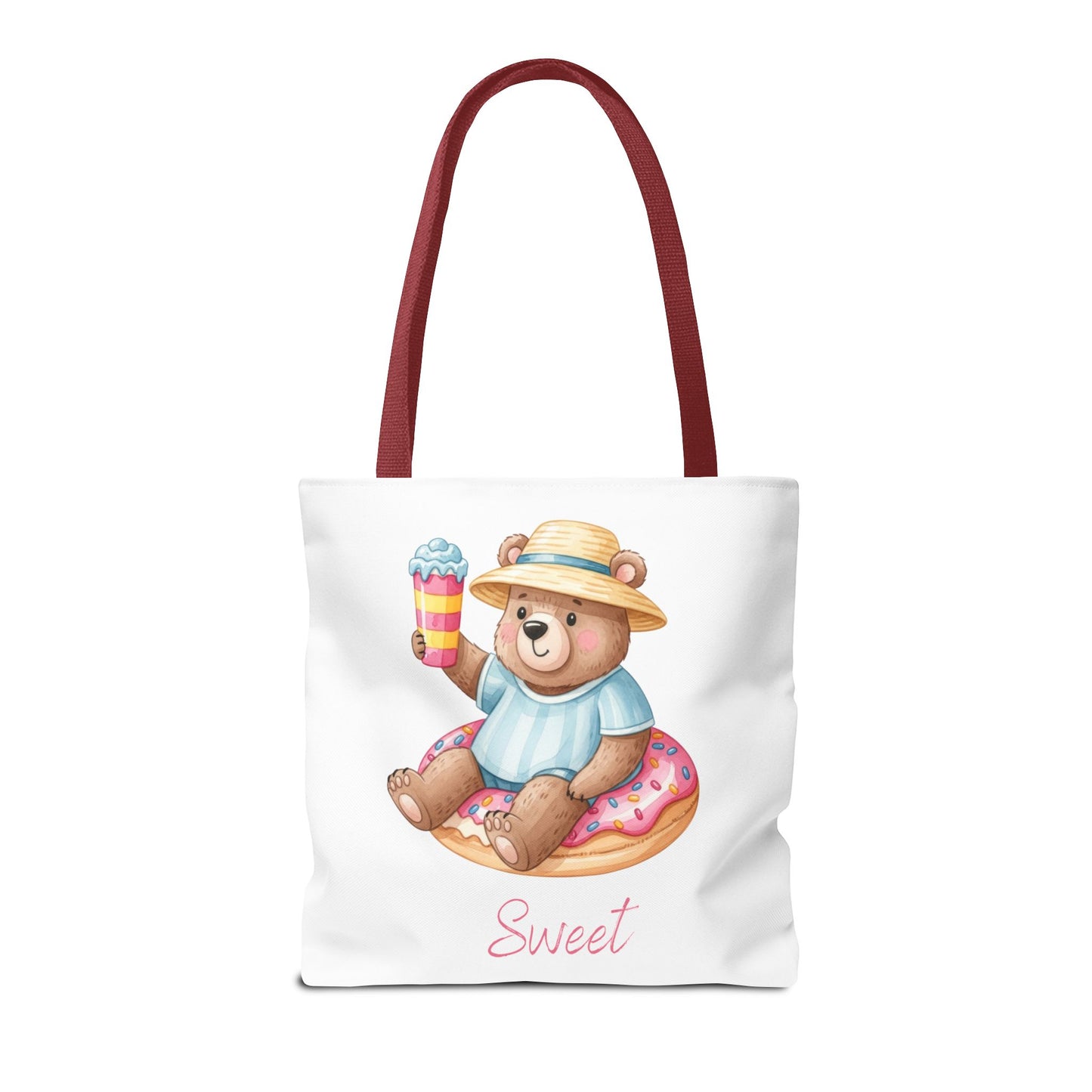 Sweet Bear Beach Tote - Cute Summer Teddy on Donut Float