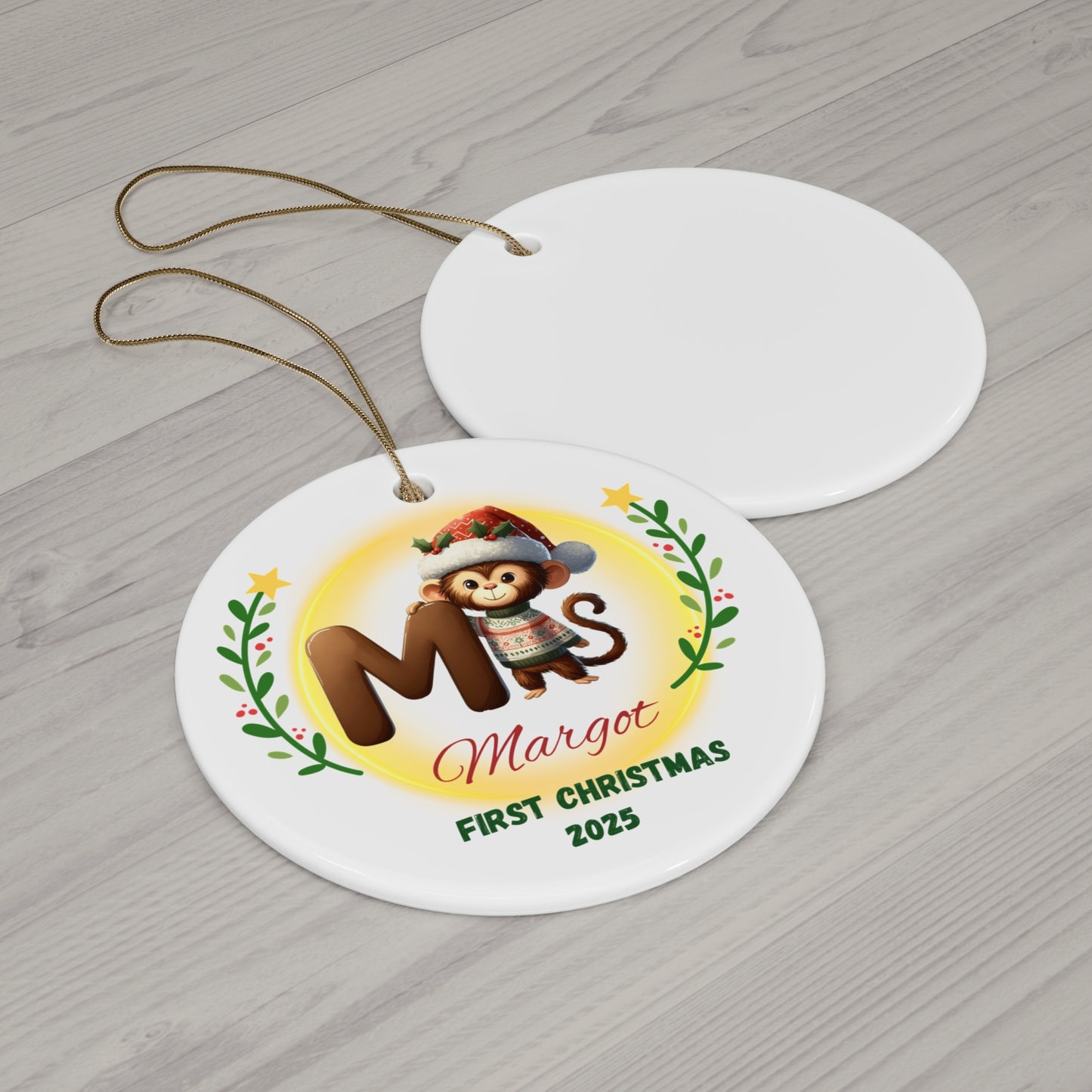 Personalized Ceramic Ornament, First Christmas Keepsake, Holiday Decorations, Gift for New Parents, Baby's First Christmas, Custom [...]