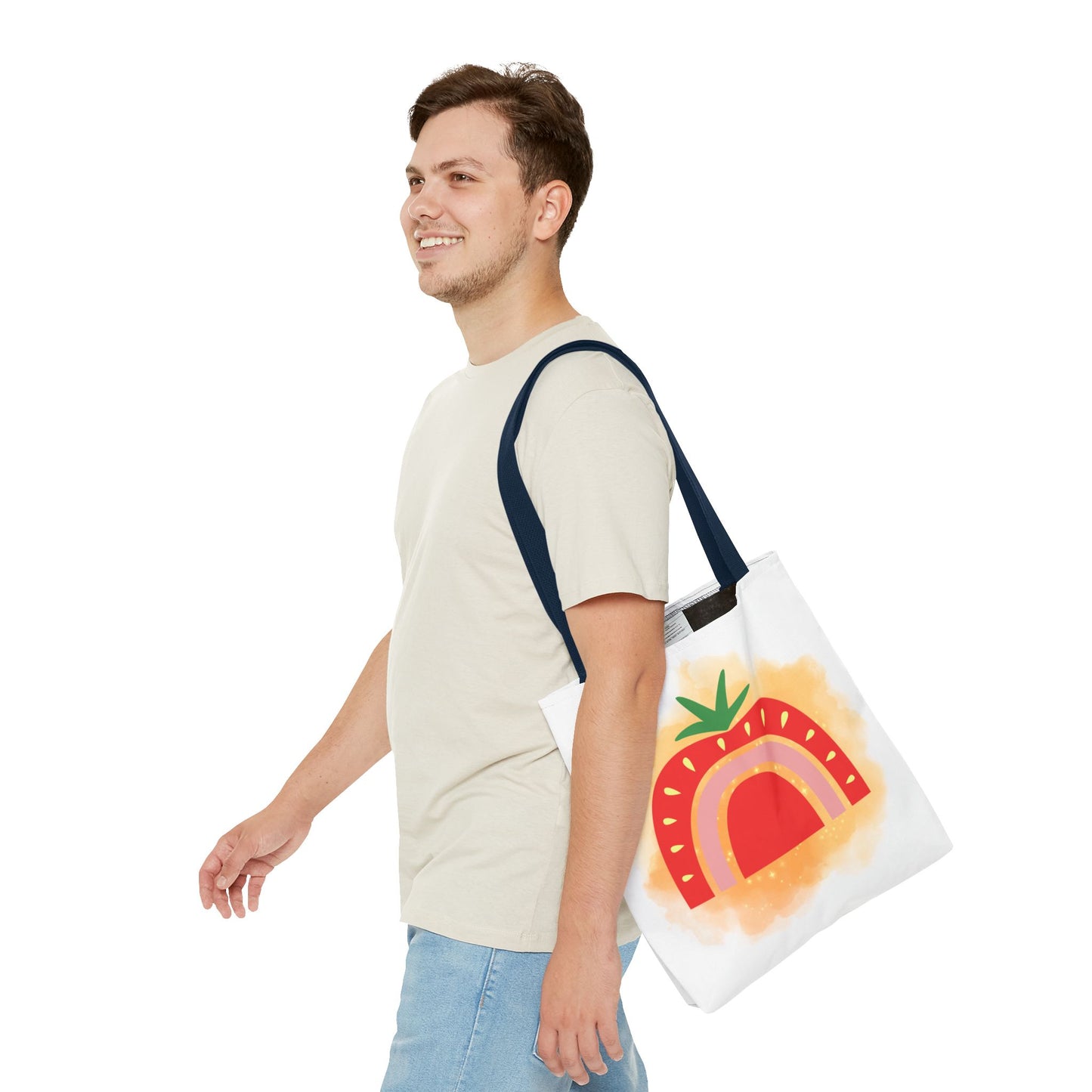 Strawberry Rainbow Tote Bag – Cute Fruit Watercolor AOP Tote