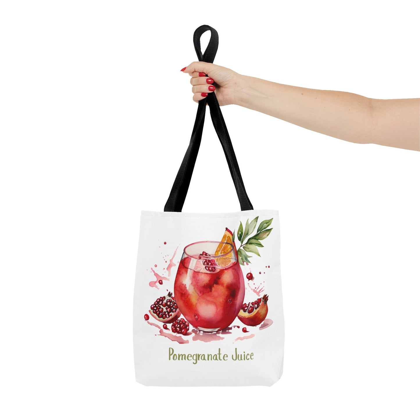 Pomegranate Juice Tote Bag — Watercolor Fruit Canvas Tote