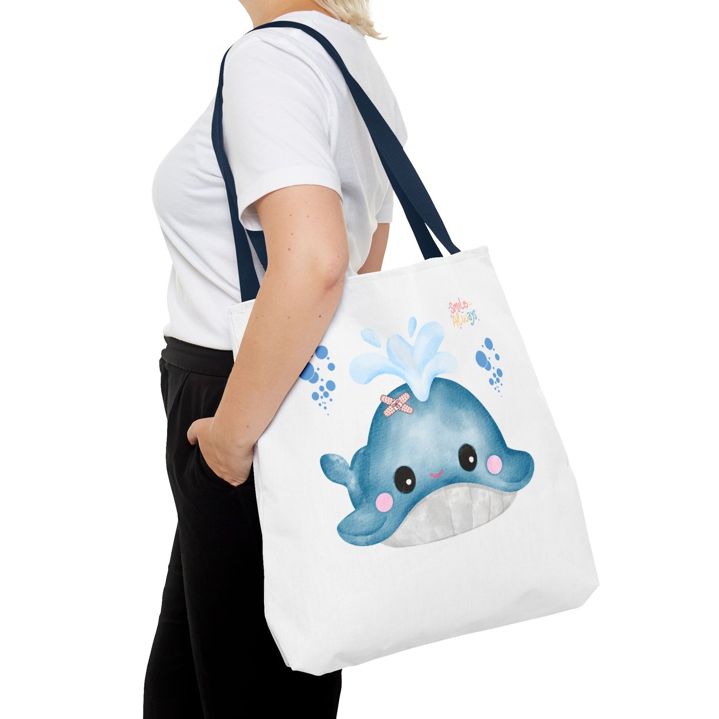 Whale with a bandage and bubble Tote Bag