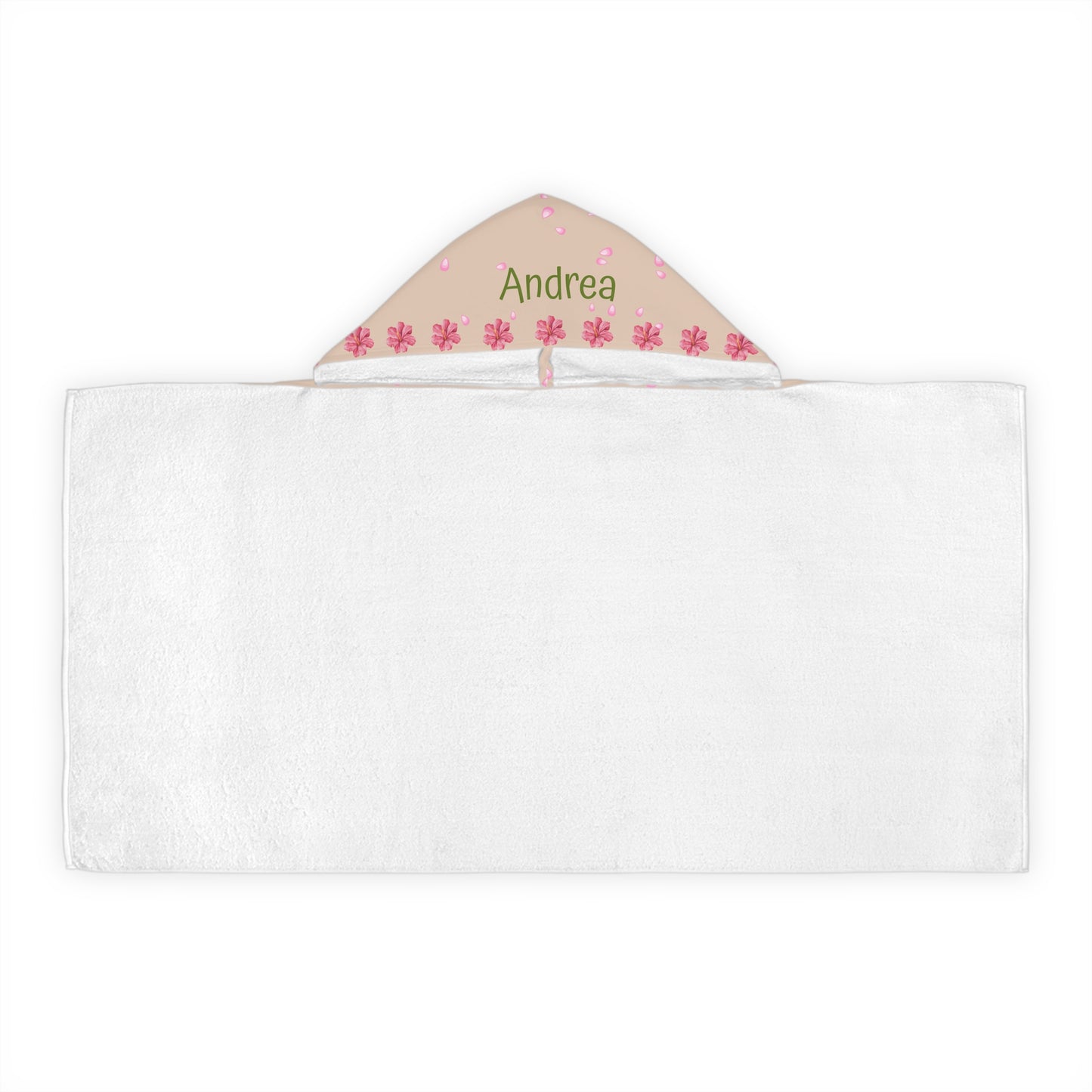 Personalized Kids Hooded Towel - Pink Floral Bear with Name (Andrea)