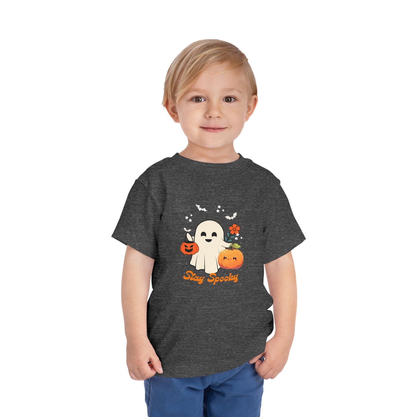 Toddler Halloween Tee - Adorable Ghost and Pumpkin Design, Perfect for Fall Festivities, Trick-or-Treating, Kids' Parties, and Everyday Wear