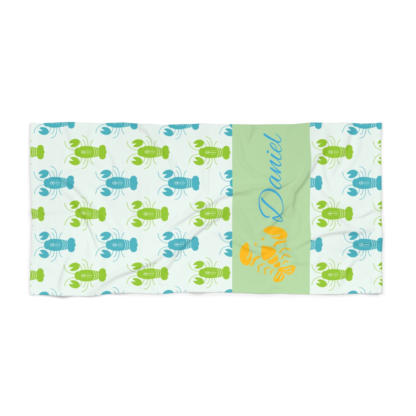 Personalized Lobster Beach Towel – Custom Name Coastal Pattern