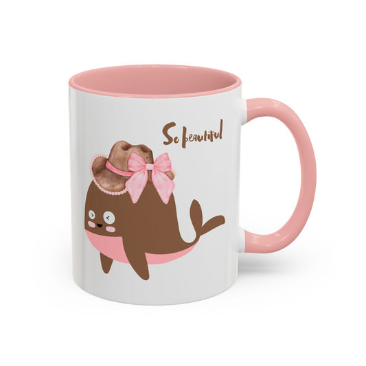Whale wearing a cowboy hat with a pink bow Coffee Mug