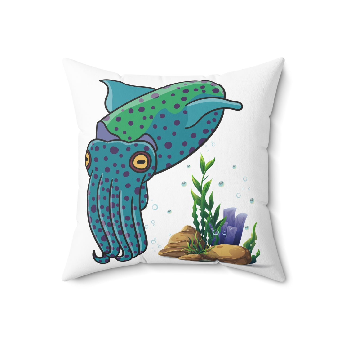 Cute with marine habitat coral and bubbles Spun Polyester Square Pillow
