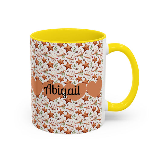 Personalized Accent Coffee Mug - Custom Gift, Floral Design, Heart Motif, Perfect for Birthdays, Anniversaries, Holidays