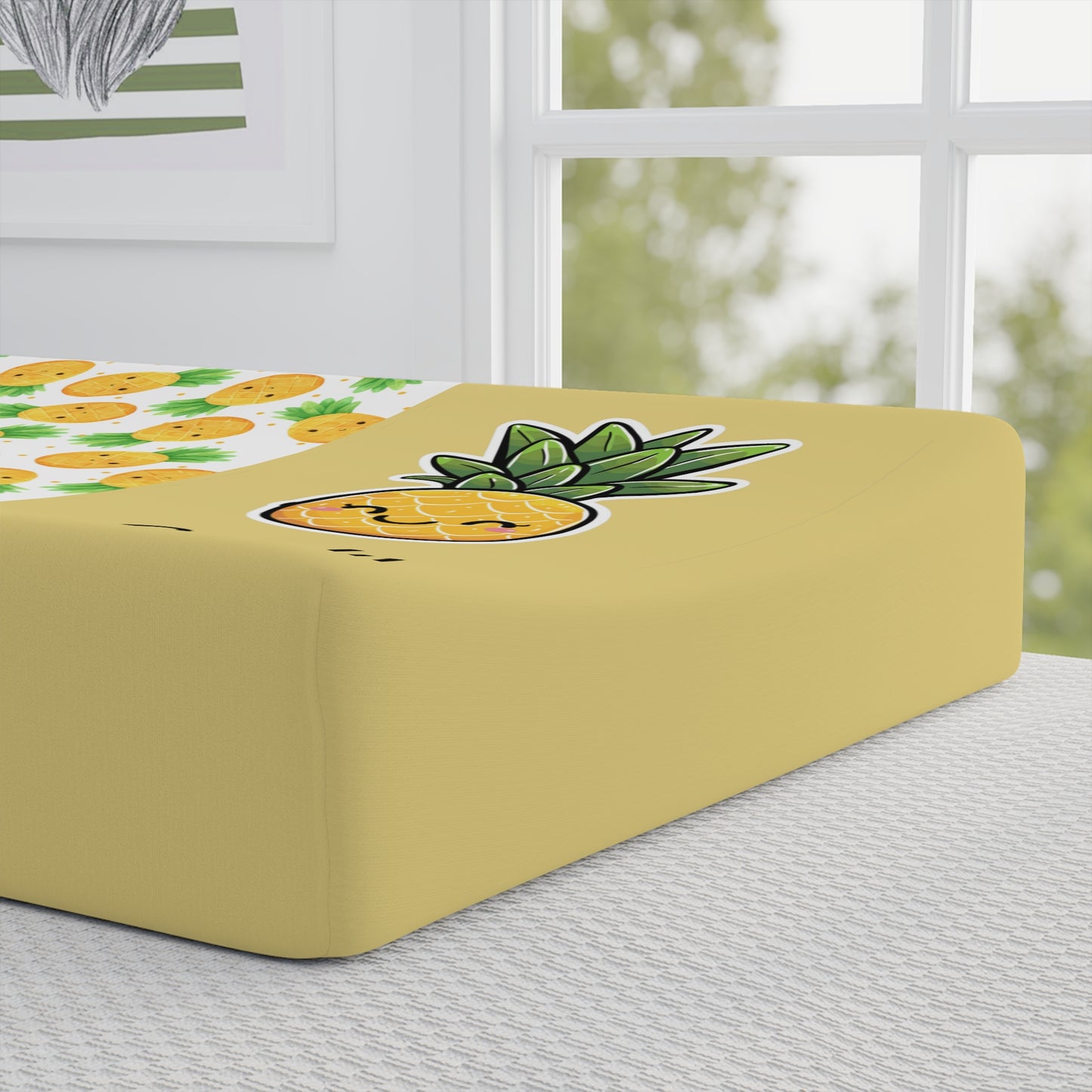 Personalized Pineapple Baby Changing Pad Cover — Cute Tropical Nursery Essential