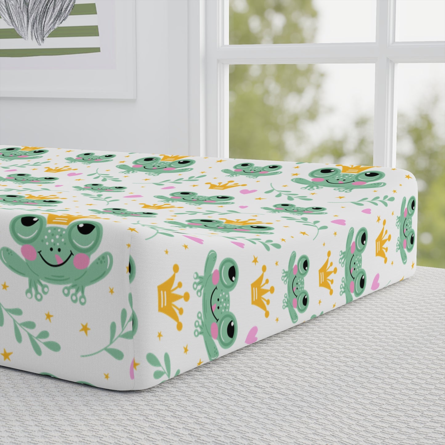 Frog Baby Changing Pad Cover – Personalized Green Frog Nursery Decor
