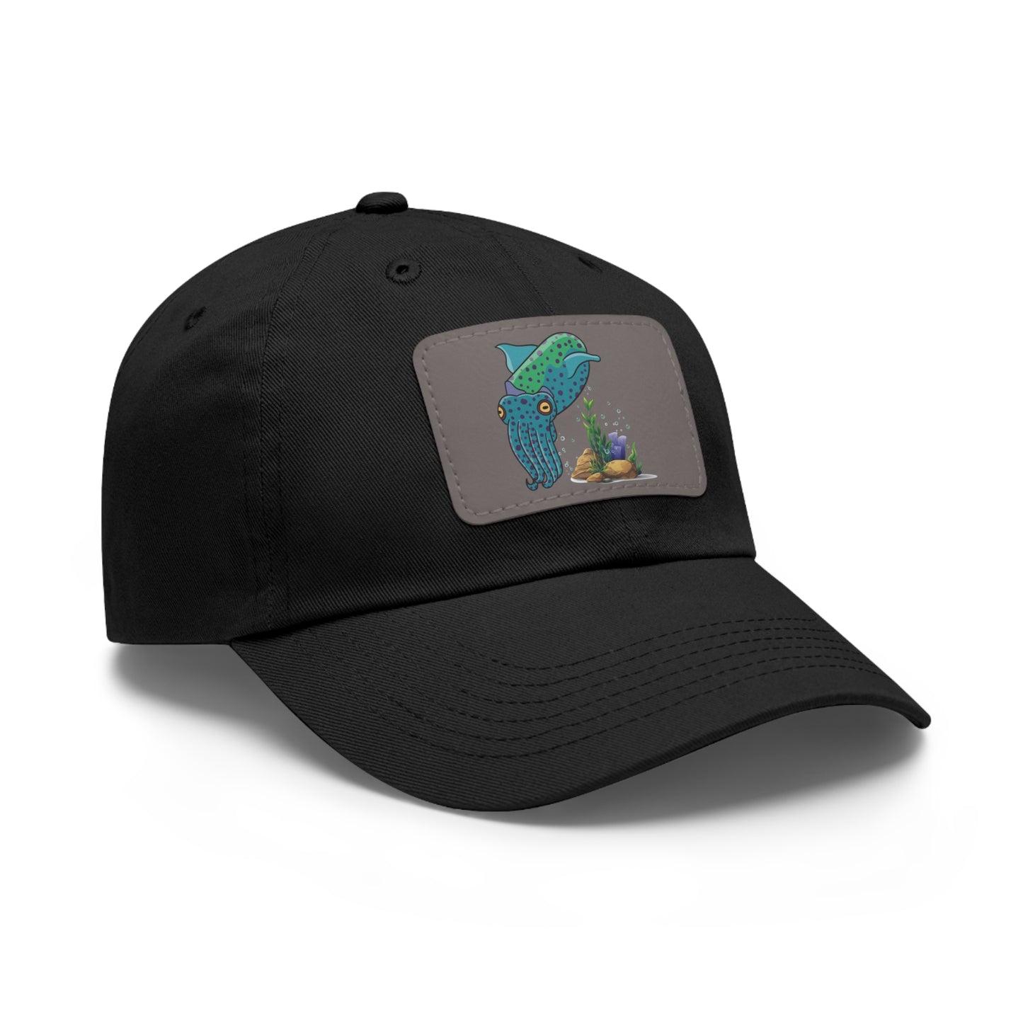 Cute with marine habitat coral and bubbles Dad Hat with Leather Patch (Rectangle)