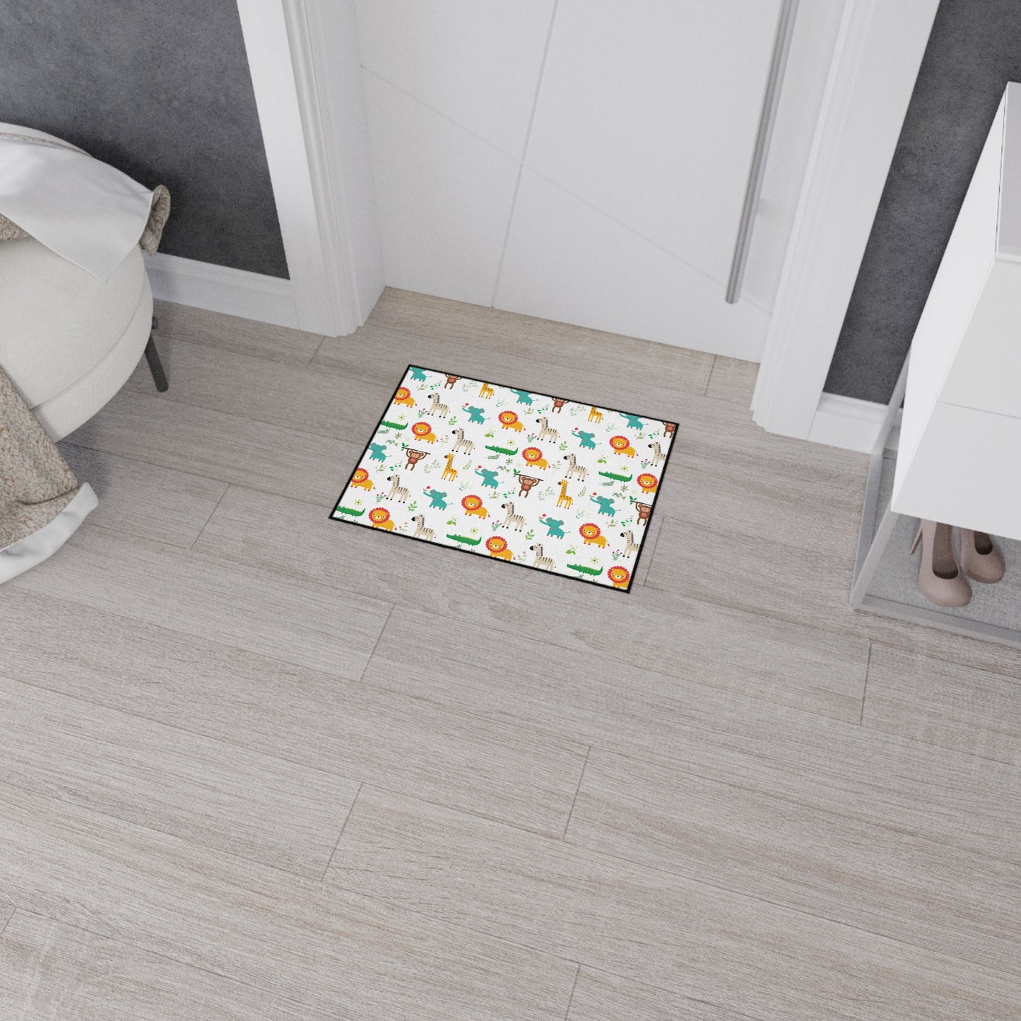 Kids' Safari Animal Floor Mat — Heavy Duty Non-Slip Playroom Rug