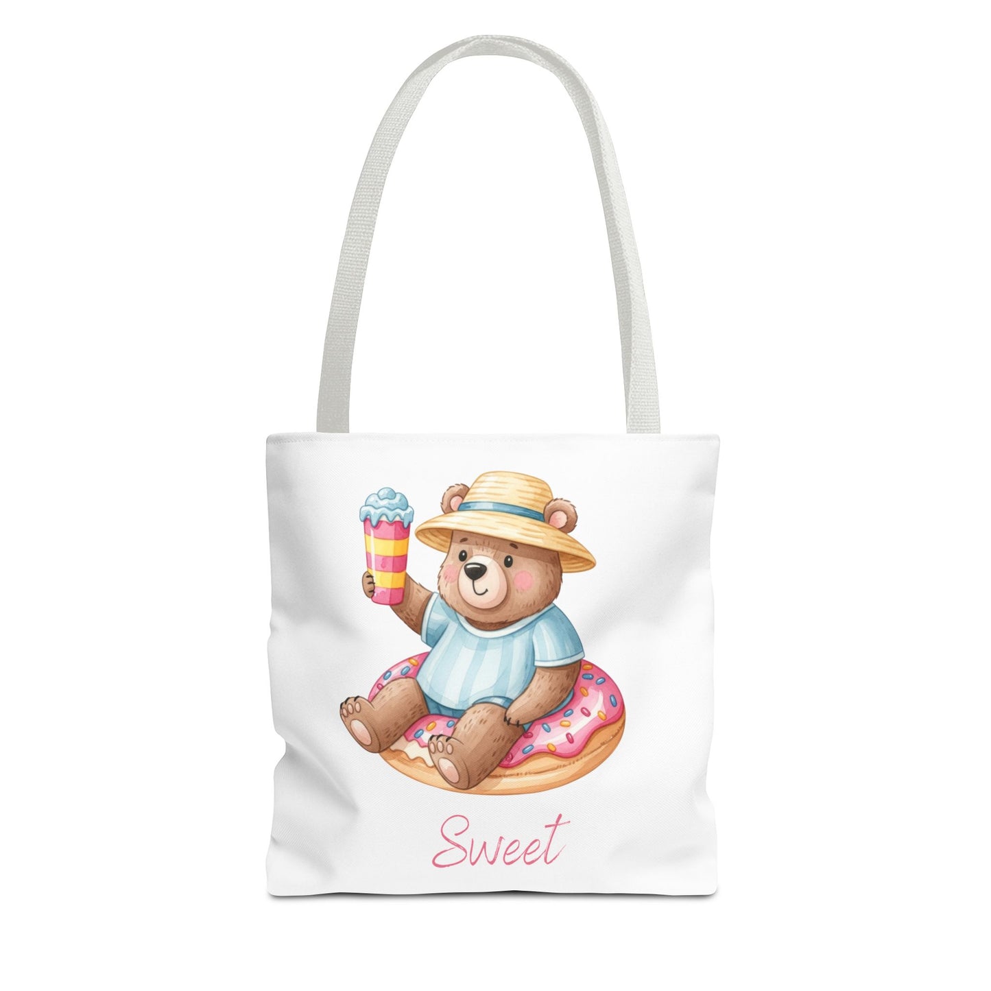 Sweet Bear Beach Tote - Cute Summer Teddy on Donut Float