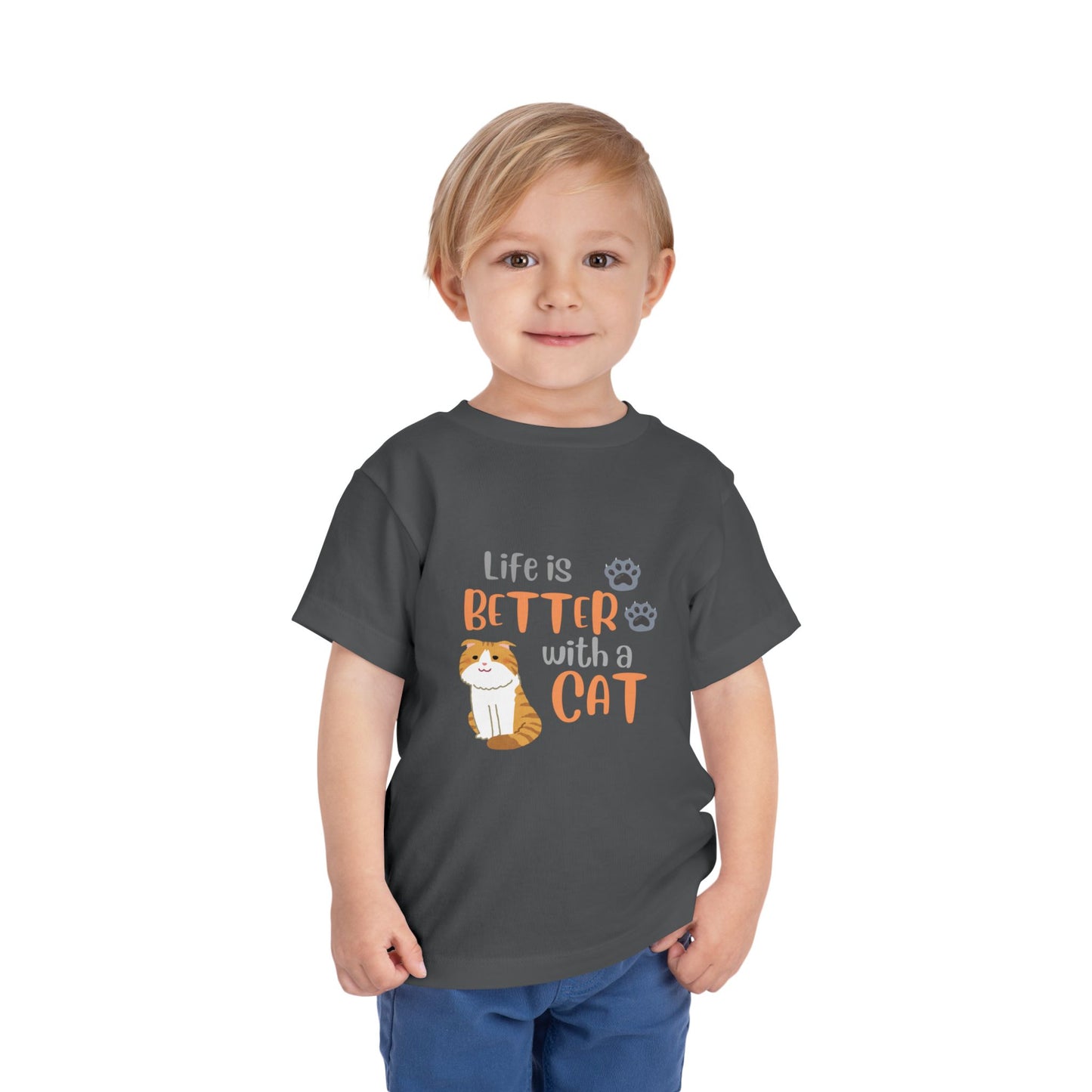 Toddler Cat-Themed Tee - 'Life is Better with a Cat', Kids T-Shirt, Animal Lover Gift, Cute Toddler Outfit, Cat Enthusiast Apparel, [...]