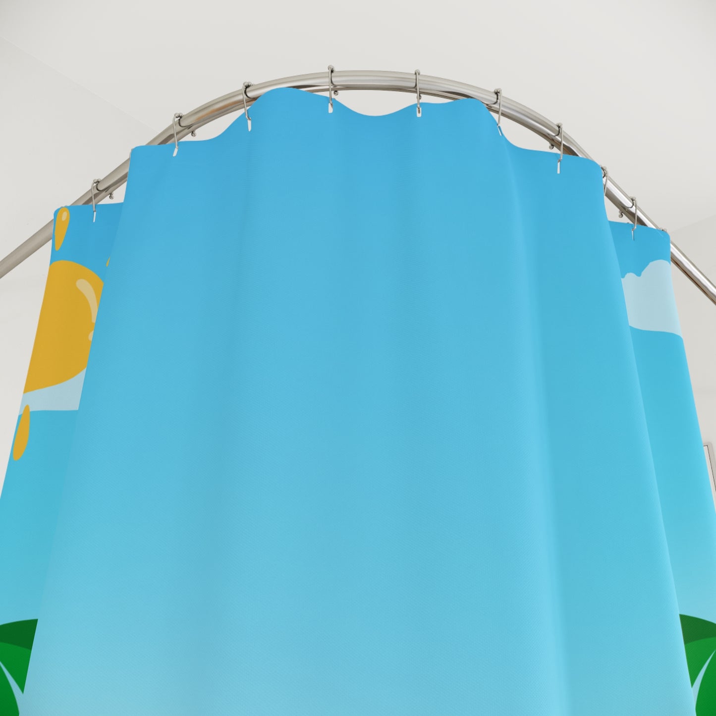 Beach Scene Shower Curtain - Tropical Palm, Seashell & Beach Ball Bathroom Decor