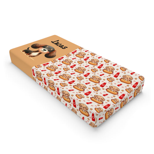 Changing Pad Cover — Personalized Puppy & Milk Bottle Nursery Crib Protector