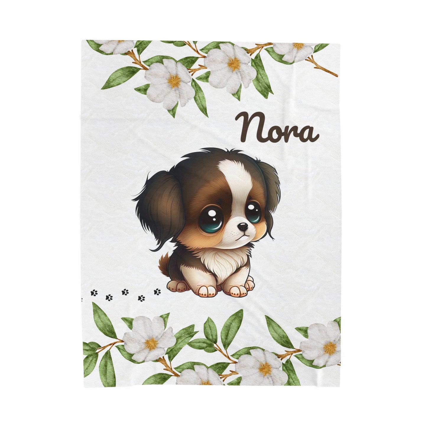 Personalized Puppy Velveteen Plush Blanket, Cozy Dog Lover Gift, Custom Blanket for Kids, Soft Pet Blanket, Home Decor