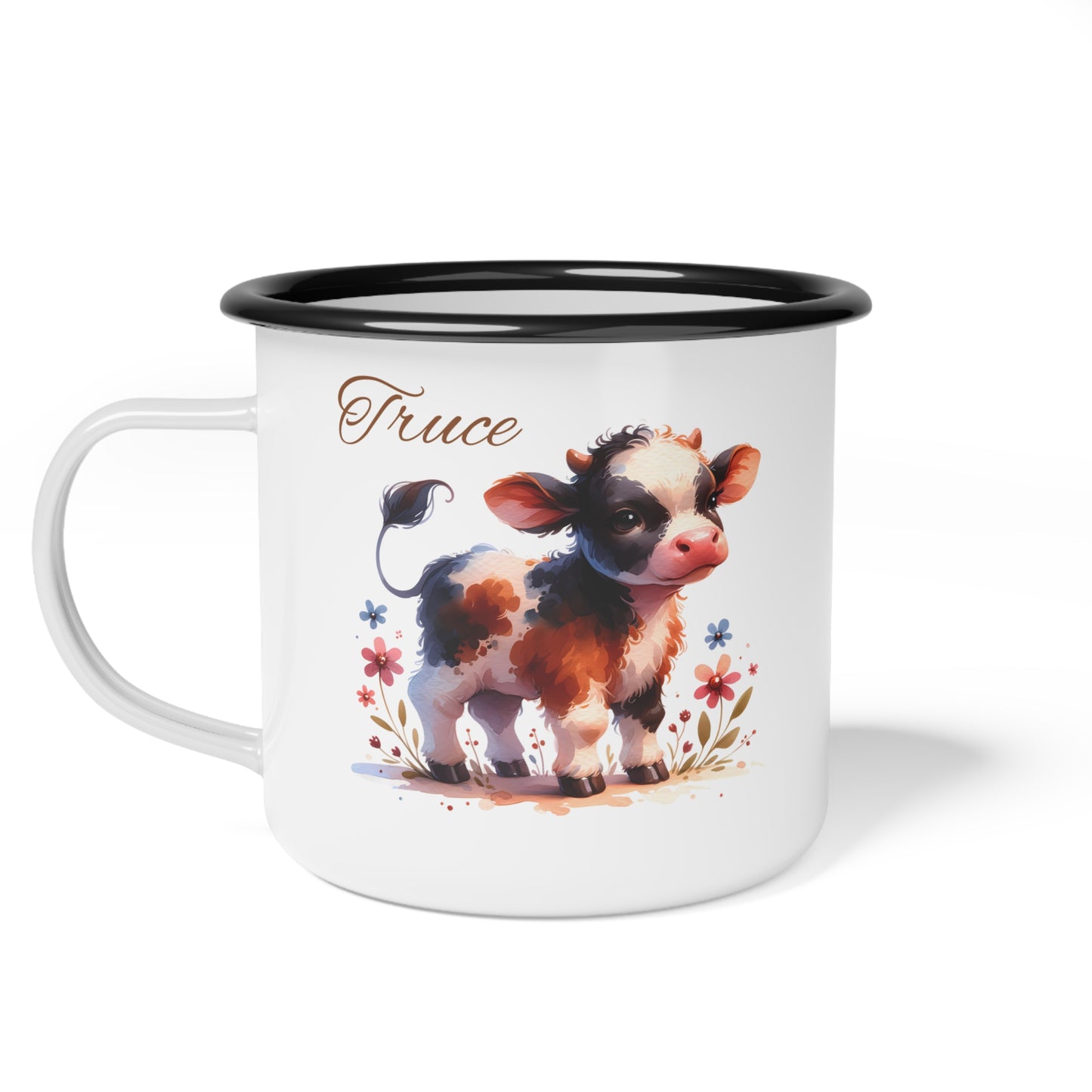 Enamel Camp Cup — Cute Calf 'Truce' Camper Mug