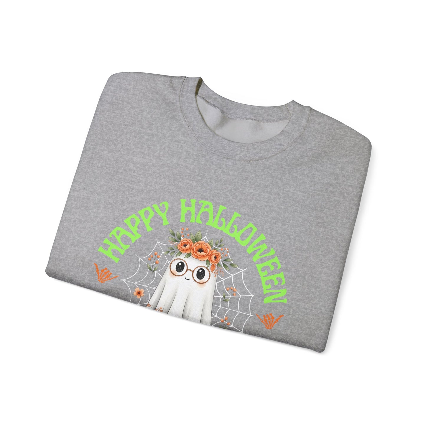 Halloween Ghost Sweatshirt, Cozy Fall Crewneck, Unisex Halloween Apparel, Cute Ghost Design, Perfect for Halloween Parties