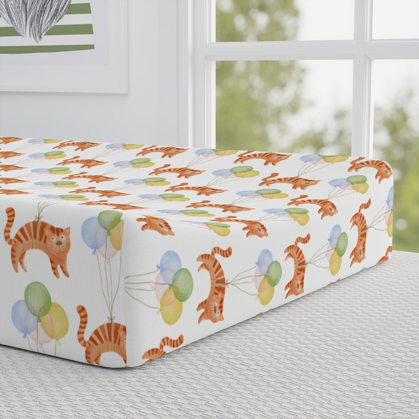 Fox & Ball Baby Changing Pad Cover — Personalized Woodland Nursery Changing Mat