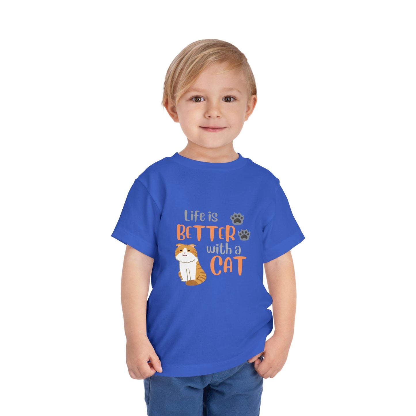 Toddler Cat-Themed Tee - 'Life is Better with a Cat', Kids T-Shirt, Animal Lover Gift, Cute Toddler Outfit, Cat Enthusiast Apparel, [...]