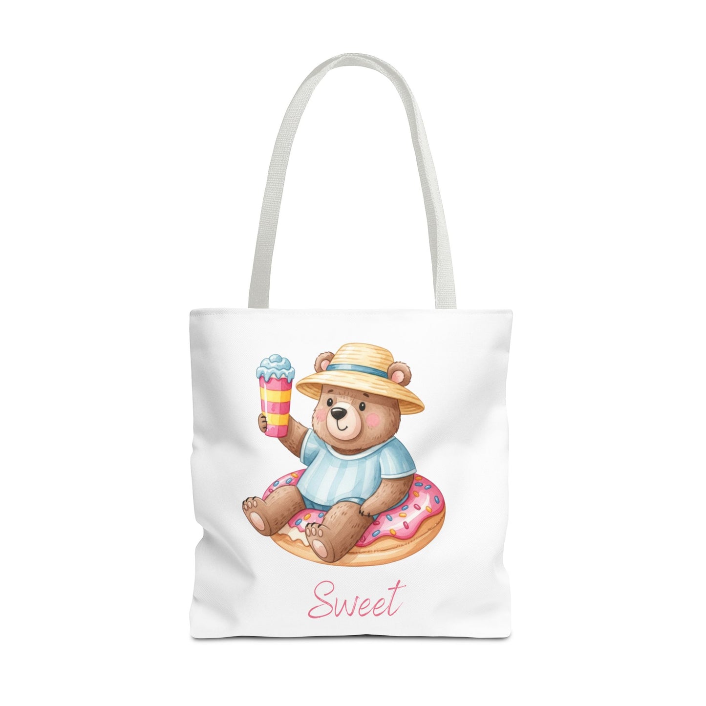 Sweet Bear Beach Tote - Cute Summer Teddy on Donut Float