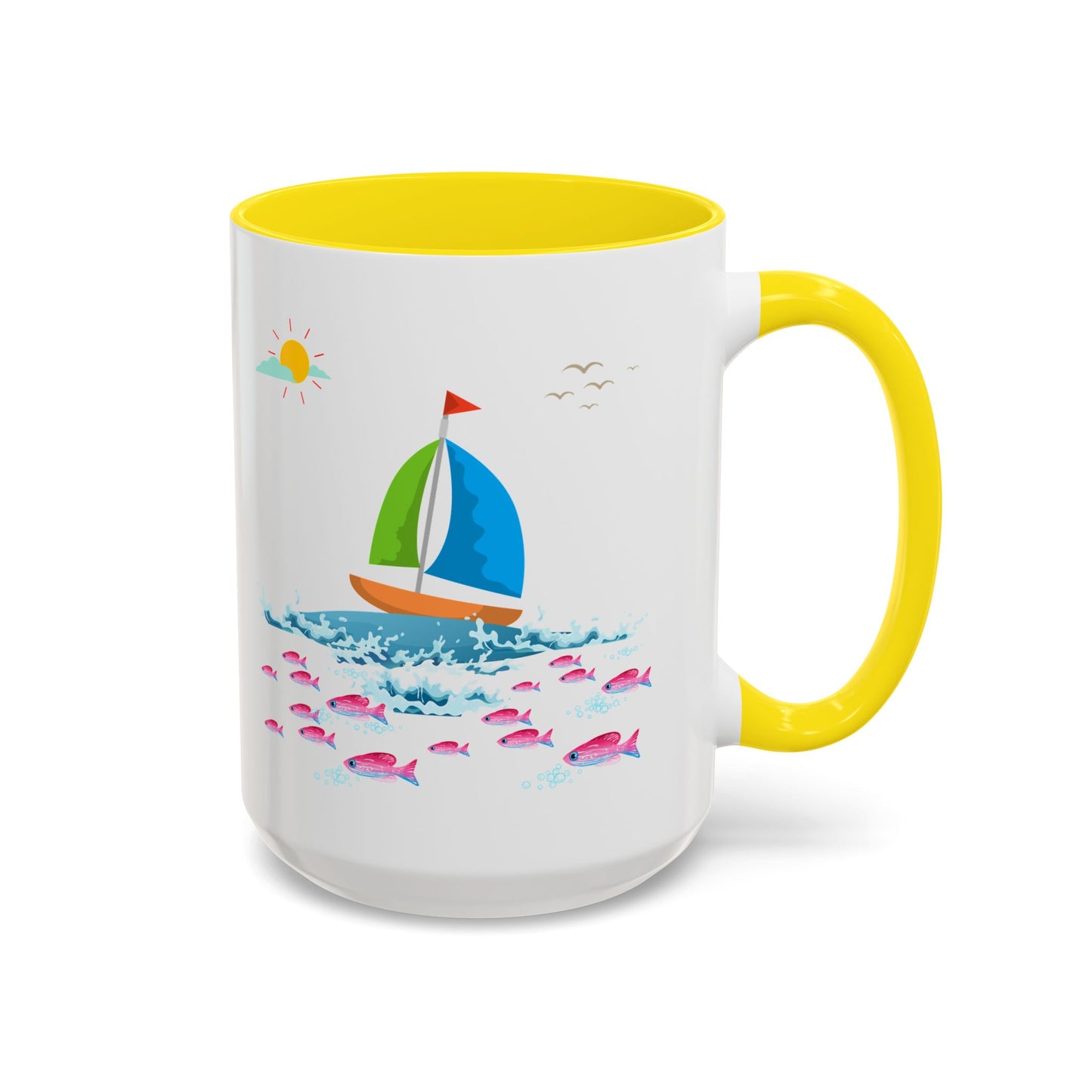 Sailboat and Red fish Coffee Mug
