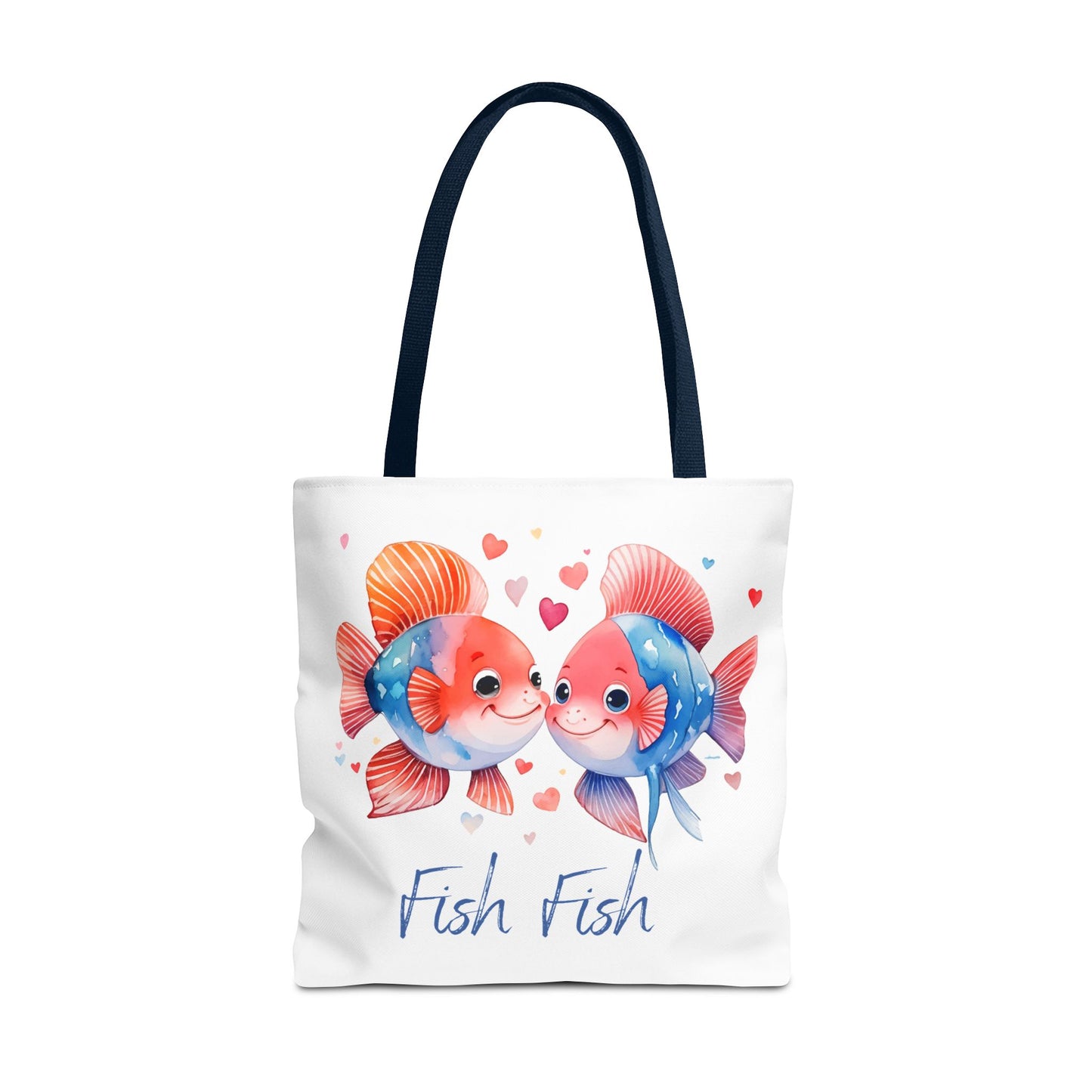 Cute Fish Couple Tote Bag — 'Fish Fish' Romantic Sea Life Beach Shopper