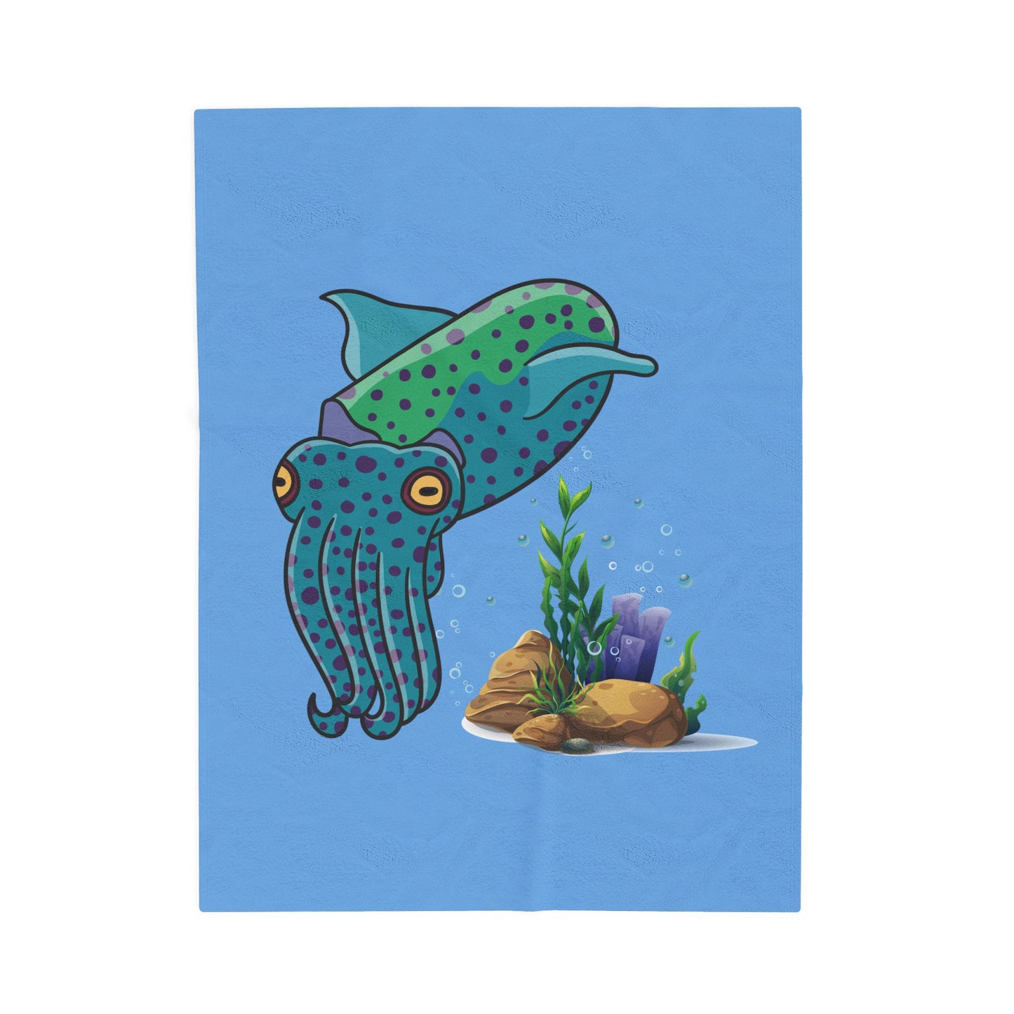 Cute with marine habitat coral and bubbles Velveteen Plush Blanket