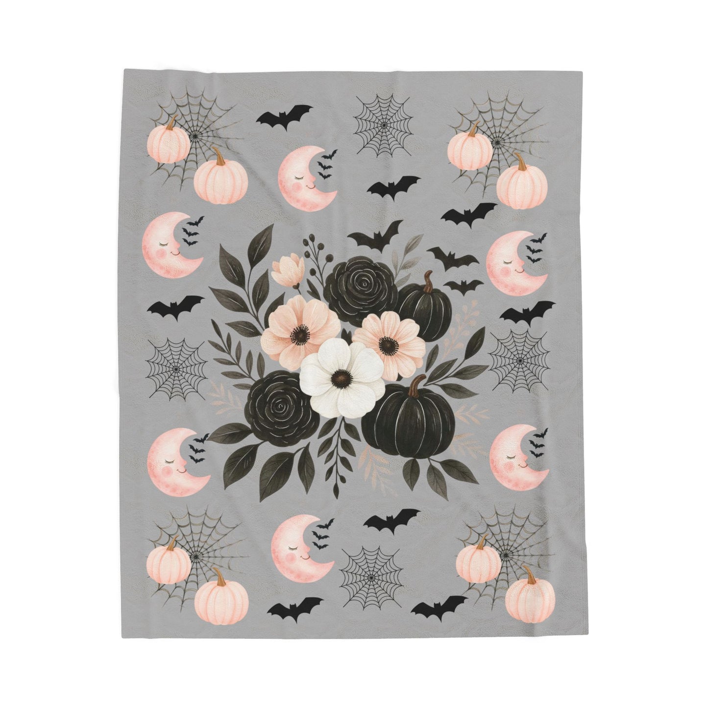 Charming Halloween Velveteen Plush Blanket, Cozy Throw, Autumn Decor, Gift for Spooky Lovers, Soft Blanket for Fall Nights