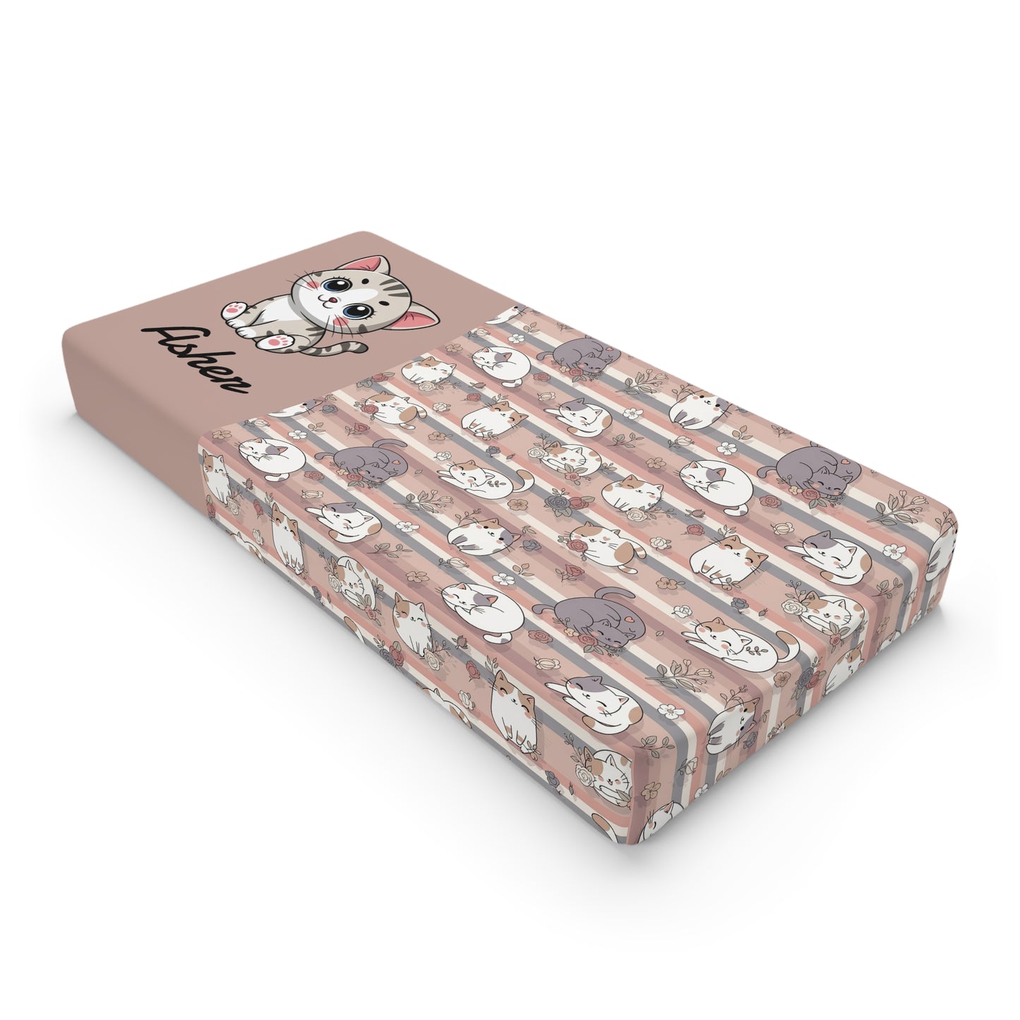 Cute Kitten Baby Changing Pad Cover – Personalized Nursery Changing Pad Sheet