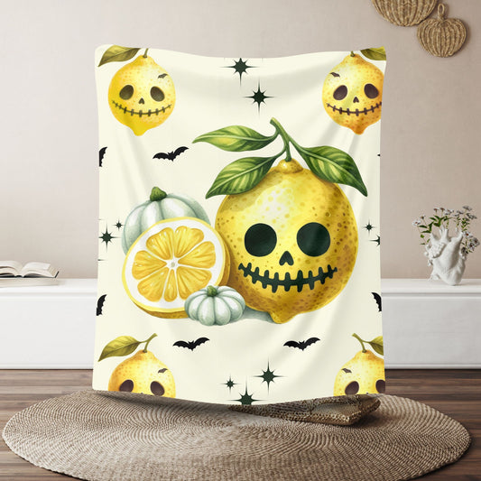Spooky Citrus Halloween Blanket, Cozy Velvet Throw, Seasonal Home Decor, Unique Gift for Fall, Halloween Nights