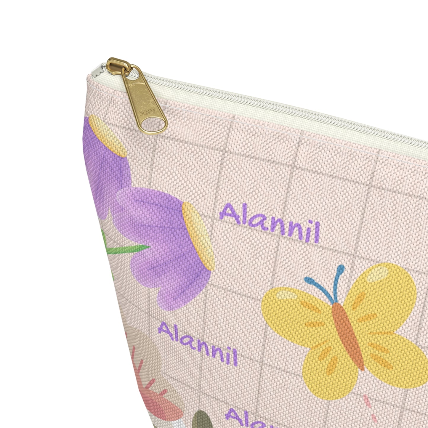 Floral Butterfly Accessory Pouch — Personalized T-Bottom Makeup Bag