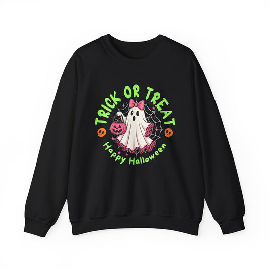 Halloween Crewneck Sweatshirt, Trick or Treat Sweatshirt, Cute Ghost Sweatshirt, Fall Fashion, Halloween Costume