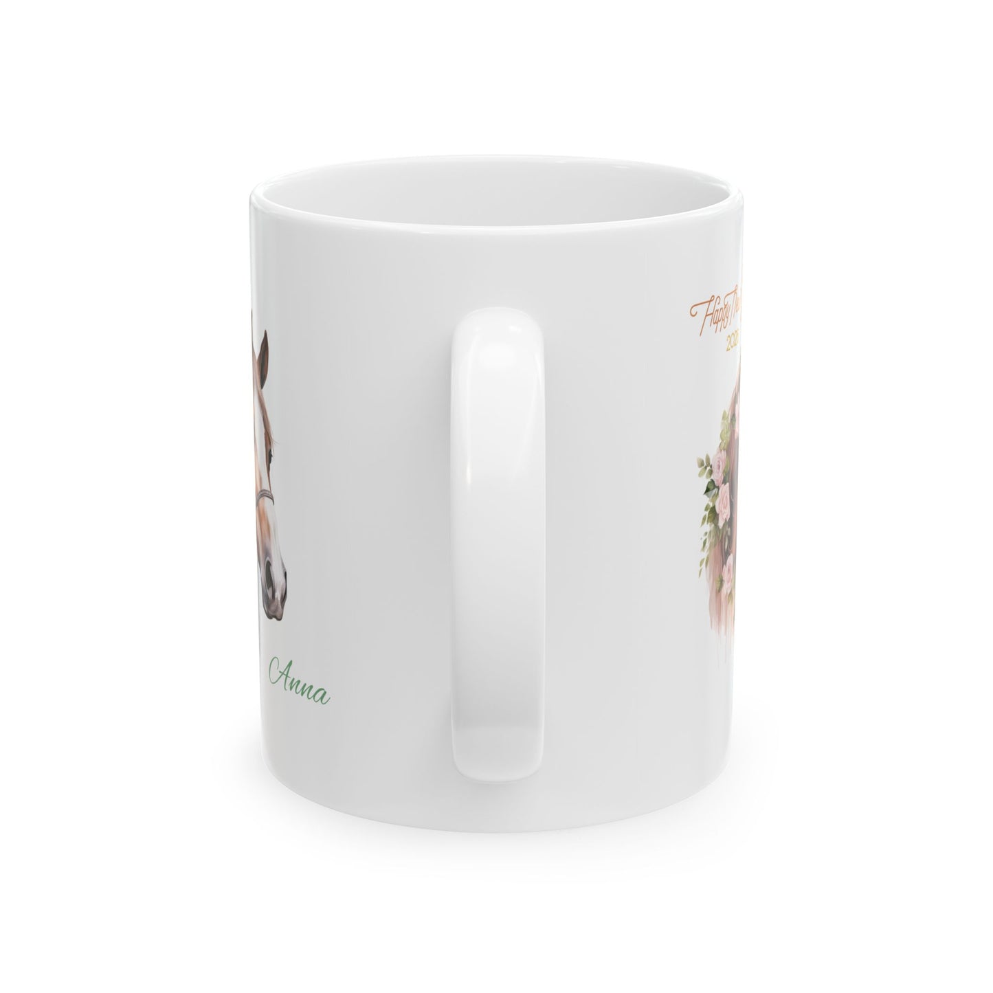 Horse Lover Ceramic Mug — Floral Horse Portrait Mug (11oz & 15oz)