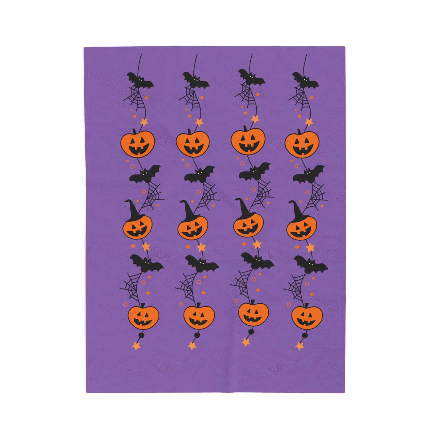 Halloween Velveteen Plush Blanket, Cozy Throw for Fall, Pumpkin and Bat Decor, Perfect for Spooky Season, Couch Blanket