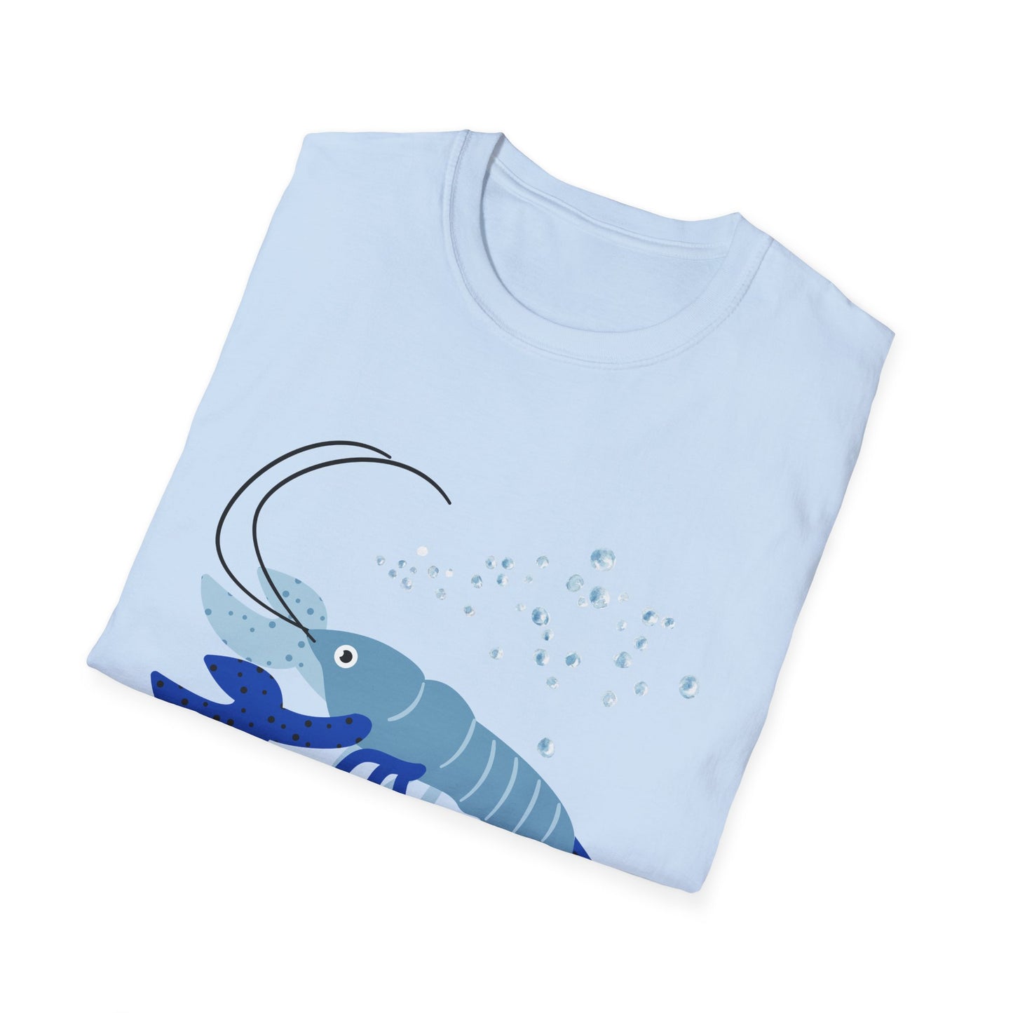Blue Lobster Unisex Softstyle T-Shirt, Seafood Lover Tee, Summer Casual Wear, Beach T-Shirt, Gift for Foodies