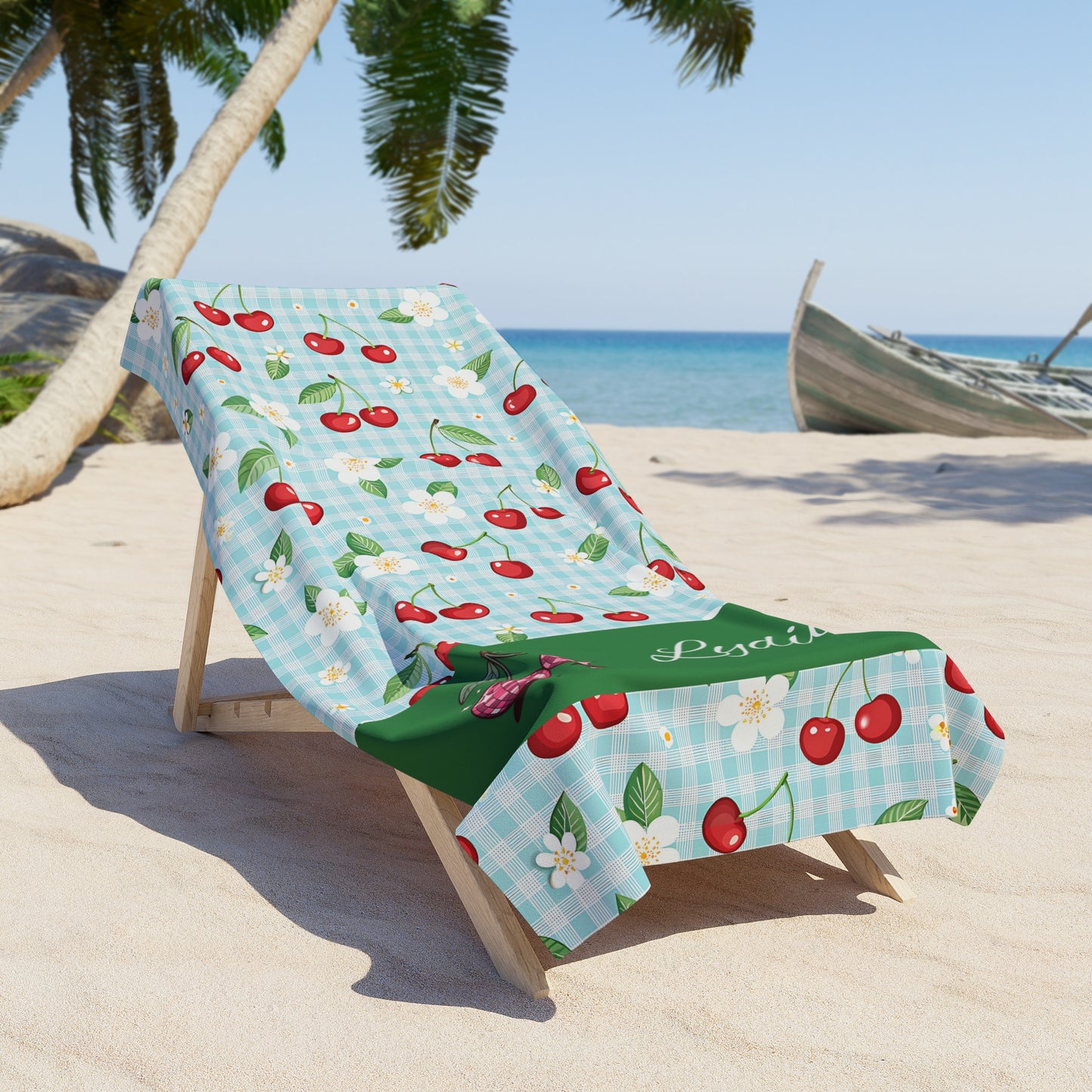 Cherry Blossom Beach Towel — Personalized Name Option