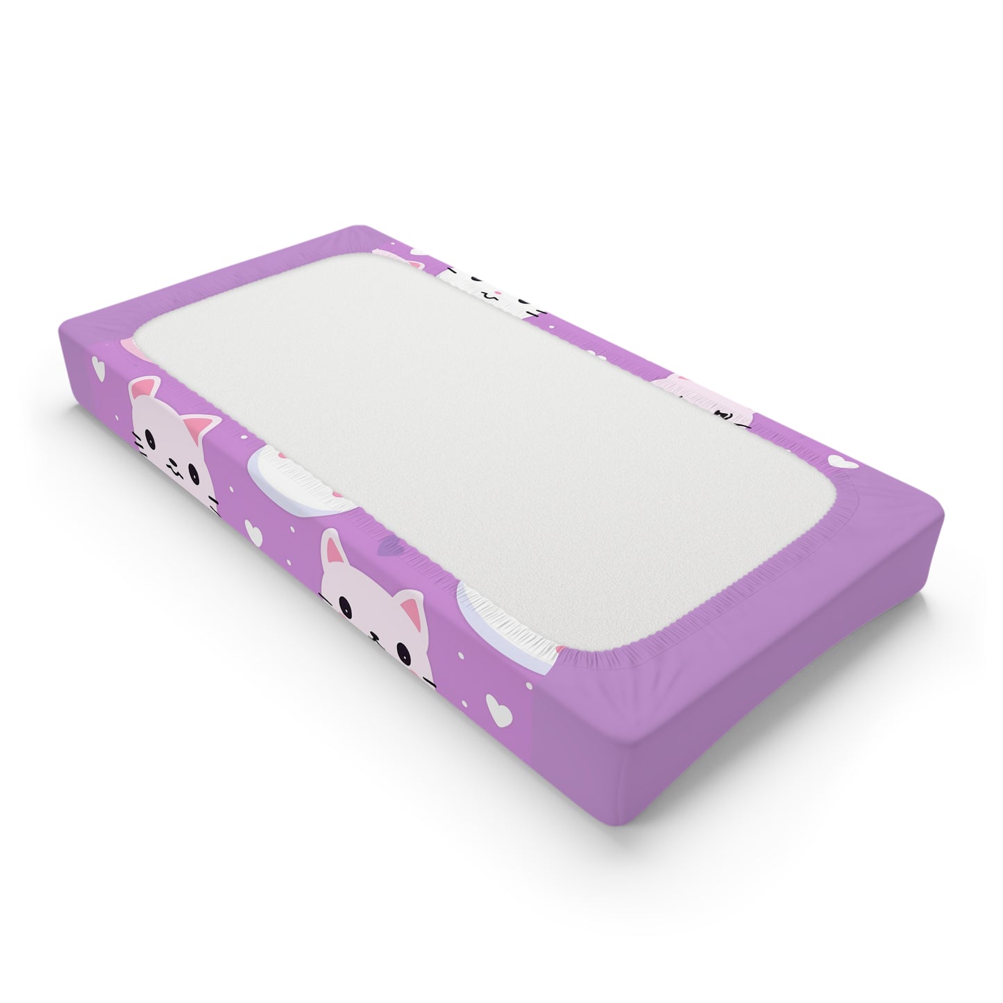 Purple Cute Cat Baby Changing Pad Cover – Adorable Kitten Nursery Décor
