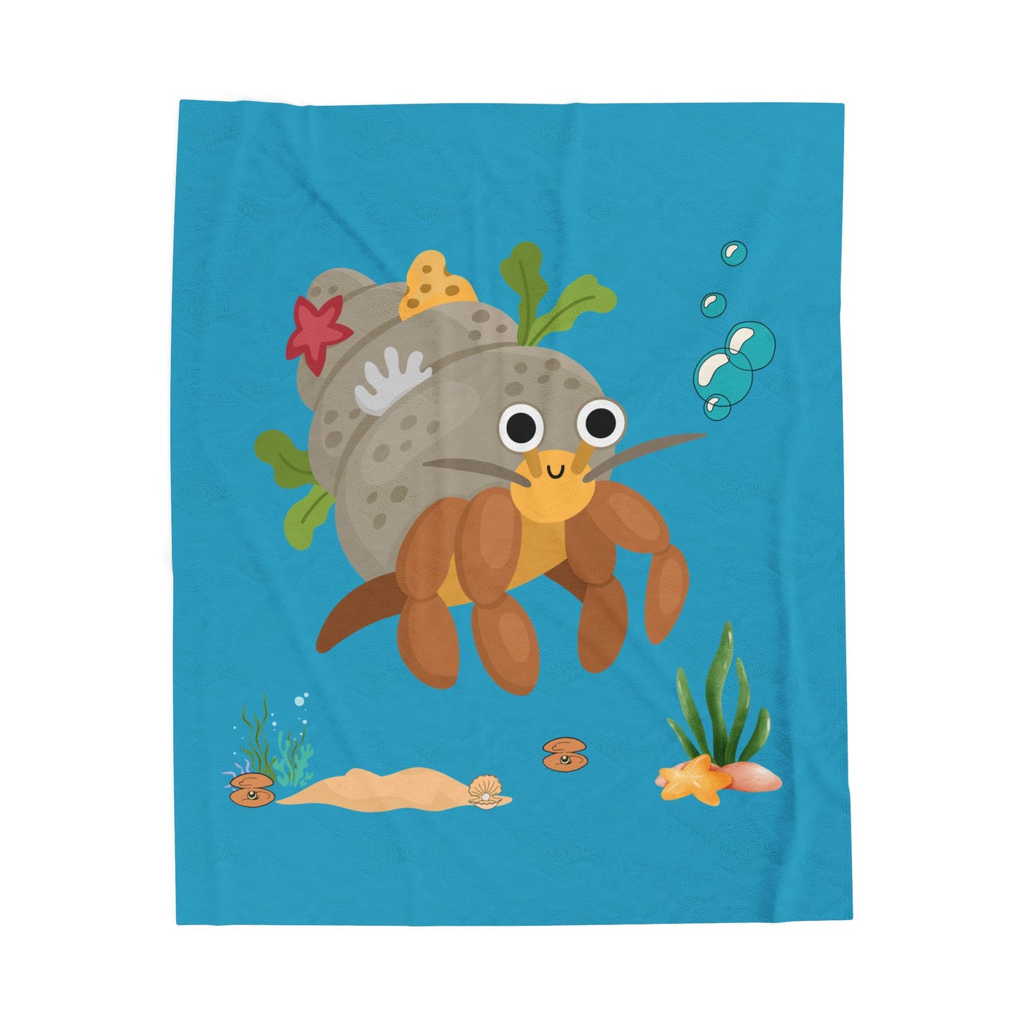 Hermit crab with shell underwater Velveteen Plush Blanket